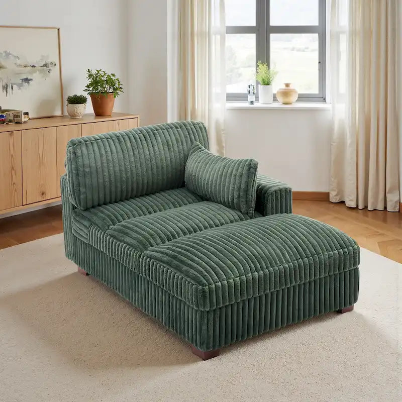 UIXE Upholstered Plush Chaise Lounge Chair For Interior