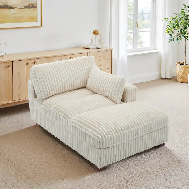 UIXE Upholstered Plush Chaise Lounge Chair For Interior