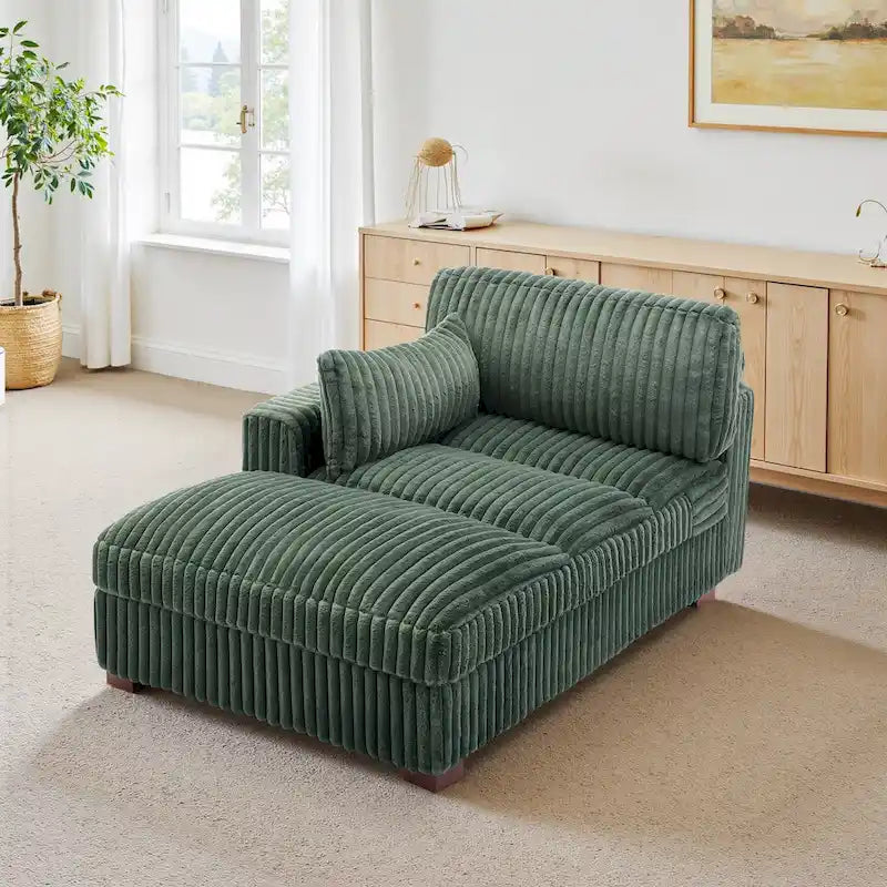 UIXE Upholstered Plush Chaise Lounge Chair For Interior