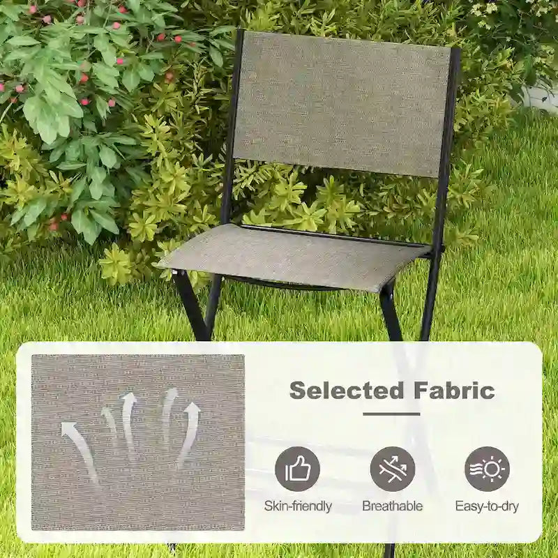 Gymax Folding Bar Stools Set of 2 Patio Sling Chairs w/ Backrest