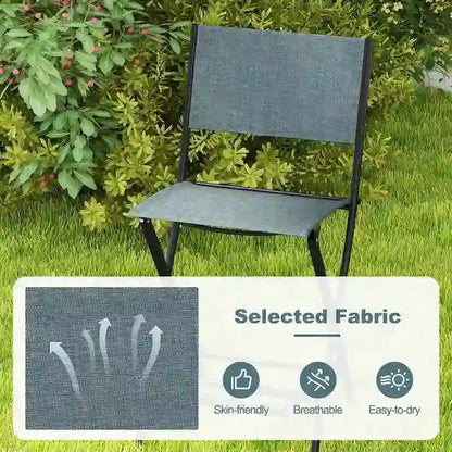 Gymax Folding Bar Stools Set of 2 Patio Sling Chairs w/ Backrest