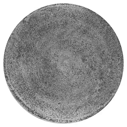 Vintage Accent Side Table, 15.5 Inch Round, Antique Silver Cast Aluminum Drum Base