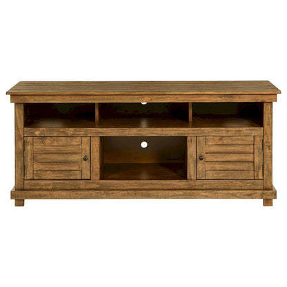 Ayne TV Stand Media Cabinet, 2 Doors and 4 Shelves, Brown Wood 60 Inch