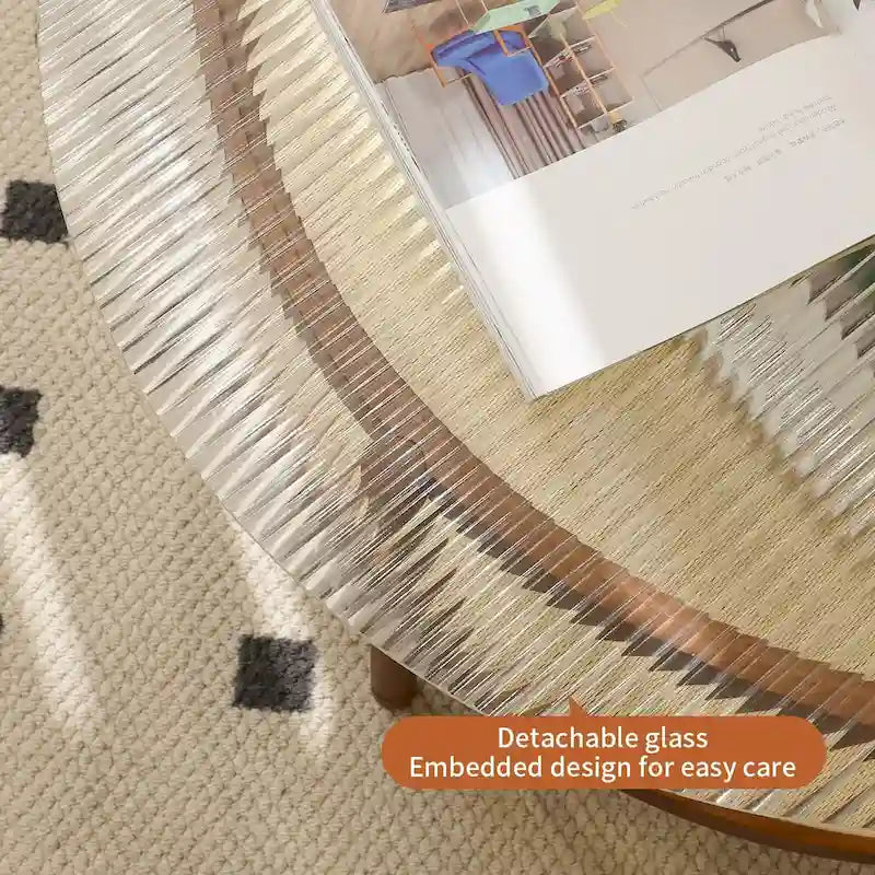 Modern Farmhouse Coffee Table Set Nesting Round Wooden Table Side Table Set for Living Room, Bedroom