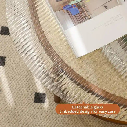 Modern Farmhouse Coffee Table Set Nesting Round Wooden Table Side Table Set for Living Room, Bedroom