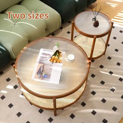 Modern Farmhouse Coffee Table Set Nesting Round Wooden Table Side Table Set for Living Room, Bedroom