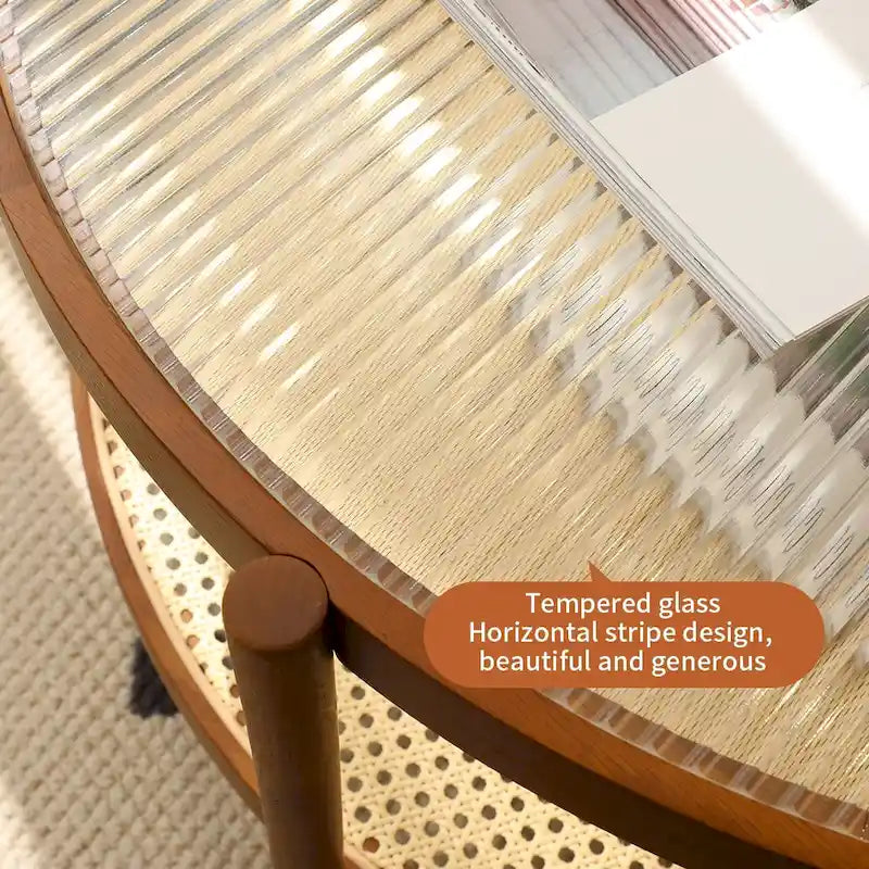 Modern Farmhouse Coffee Table Set Nesting Round Wooden Table Side Table Set for Living Room, Bedroom