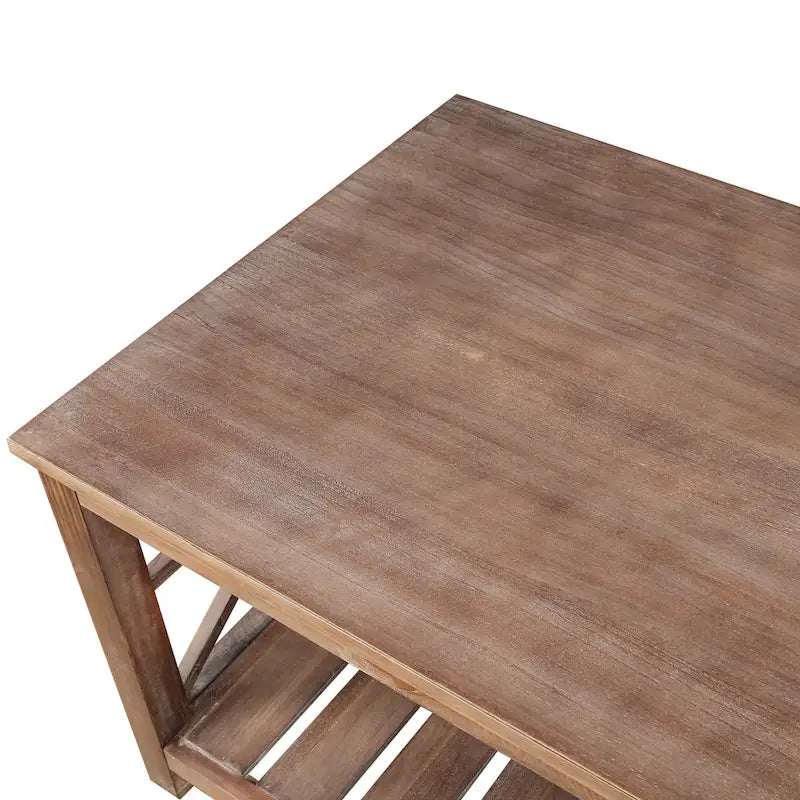 Modern Coffee Table Rectangular Living Room Center Table with Storage Shelves, for Small Space Living Room Antique Brown