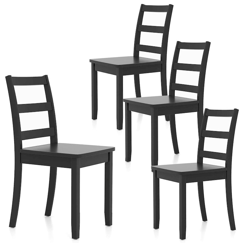Gymax Set of 4 Dining Chairs Ladder Back Armless Side Chair w/ Solid