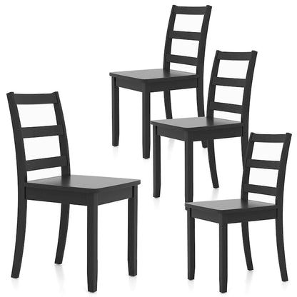 Gymax Set of 4 Dining Chairs Ladder Back Armless Side Chair w/ Solid