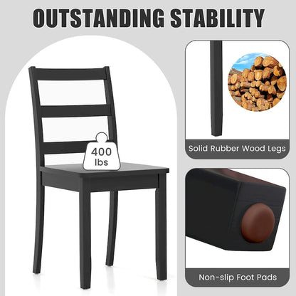 Gymax Set of 4 Dining Chairs Ladder Back Armless Side Chair w/ Solid