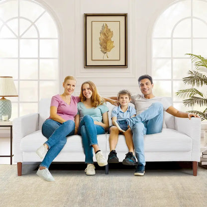 Retro 74 in. Comfy Corduroy Rectangle 2-Seater Loveseat with Solid Wood & 2 Pillows, 4 Color Optional