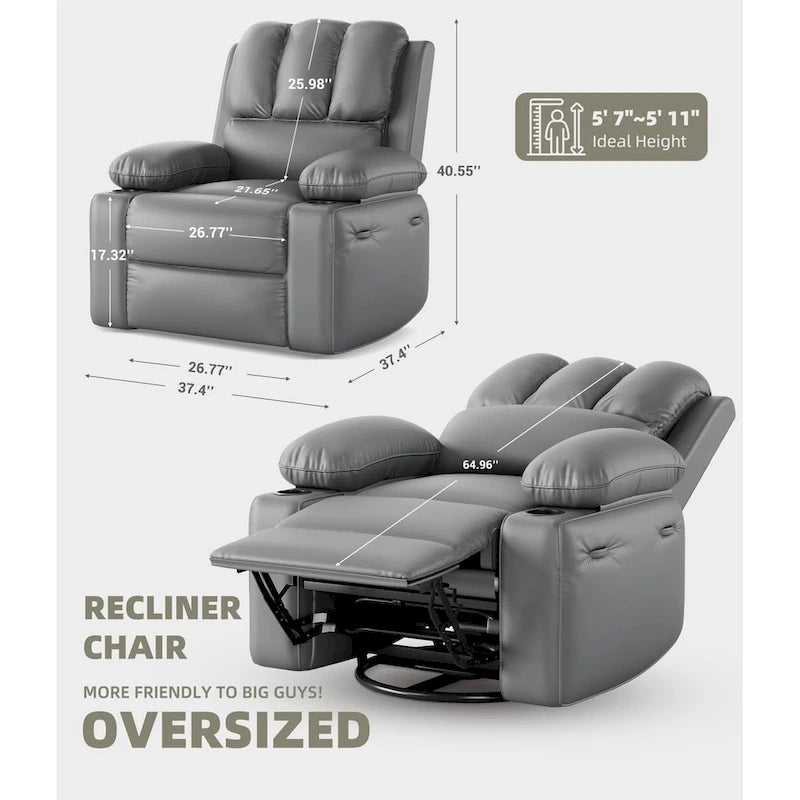 27 Oversized 360 Swivel Recliner Chairs with Heat and Massage