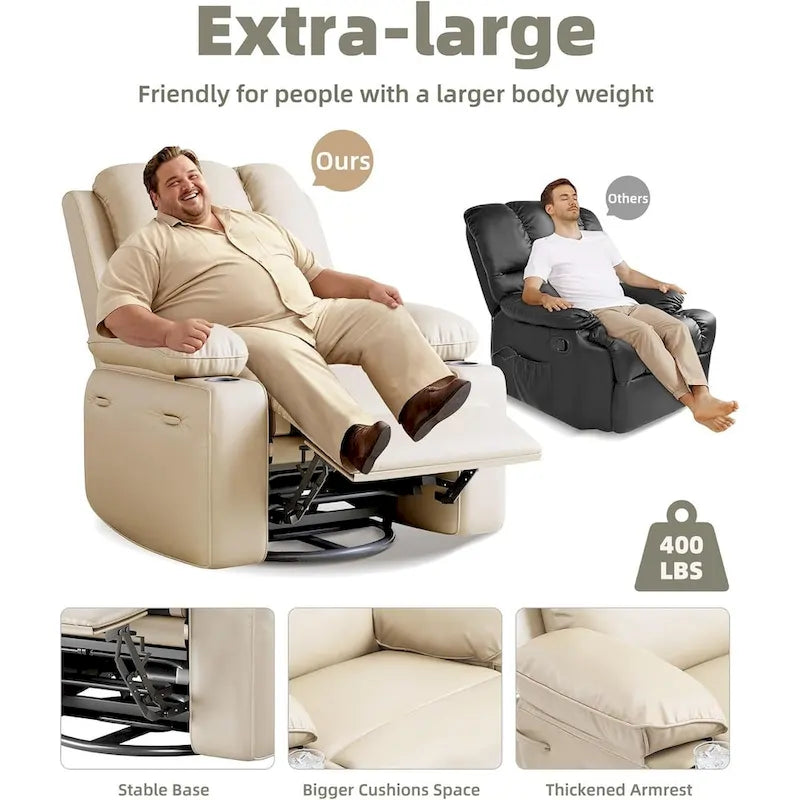 27 Oversized 360 Swivel Recliner Chairs with Heat and Massage