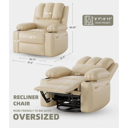 27 Oversized 360 Swivel Recliner Chairs with Heat and Massage