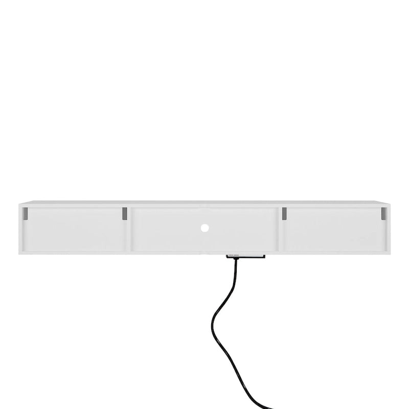 White 63 Floating TV Stand with Storage, LED Lights & Power Outlet for TVs Up to 60