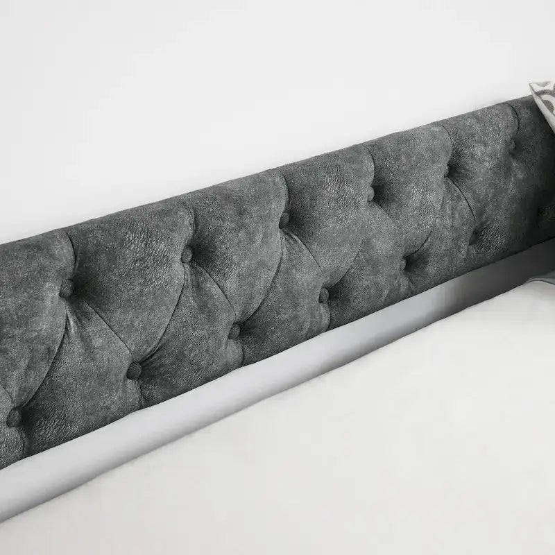 Upholstered Daybed Frame with Trundle & Tufted Backrest