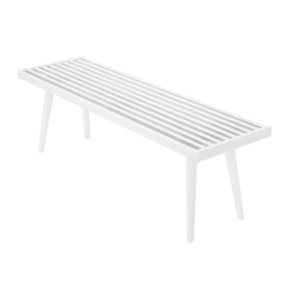 Plank and Beam Mid Century Double Wood Entryway Bench - 56.3 L x 16.5 W x 17.5 H