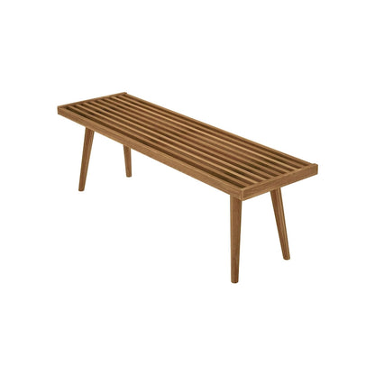 Plank and Beam Mid Century Double Wood Entryway Bench - 56.3 L x 16.5 W x 17.5 H