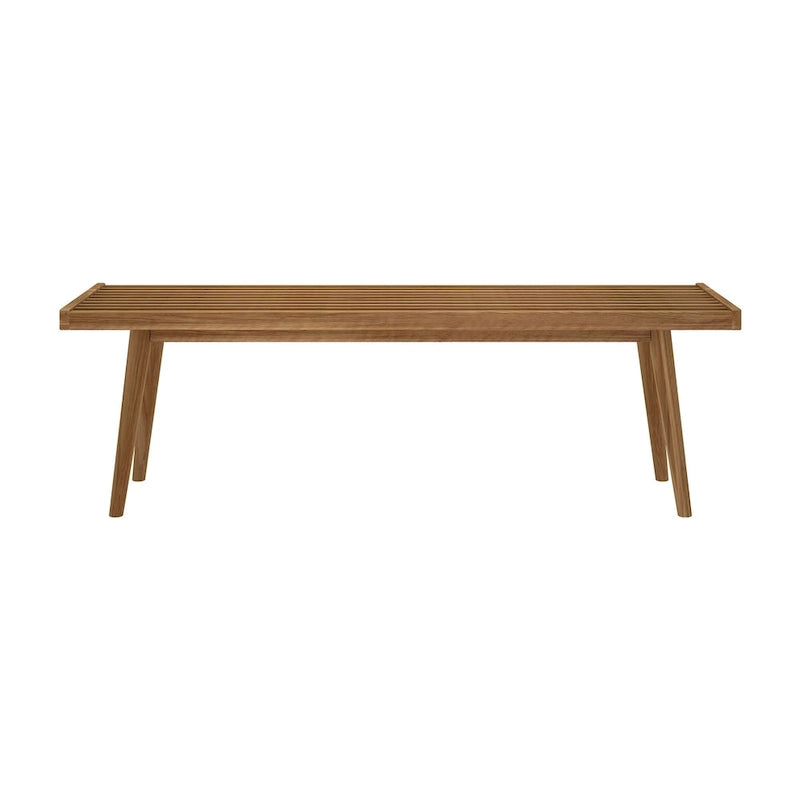Plank and Beam Mid Century Double Wood Entryway Bench - 56.3 L x 16.5 W x 17.5 H