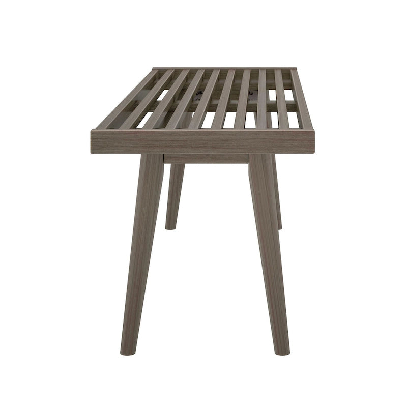 Plank and Beam Mid Century Double Wood Entryway Bench - 56.3 L x 16.5 W x 17.5 H