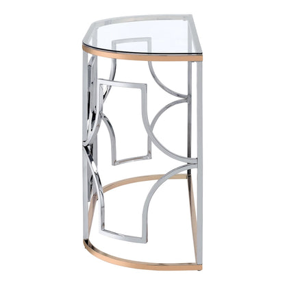 Ders Glam Chrome and Gold Plating Tempered Glass Top 3-Piece Coffee Table Set by Furniture of America