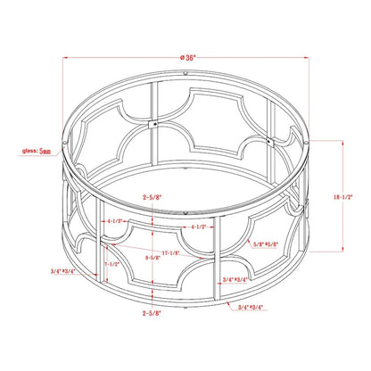 Ders Glam Chrome and Gold Plating Tempered Glass Top 3-Piece Coffee Table Set by Furniture of America