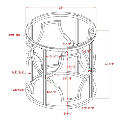 Ders Glam Chrome and Gold Plating Tempered Glass Top 3-Piece Coffee Table Set by Furniture of America