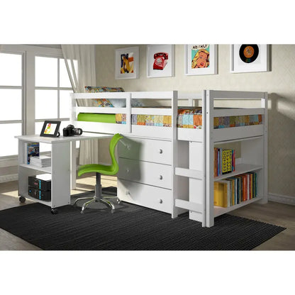 Donco Kids Low Study Loft Desk Twin Bed