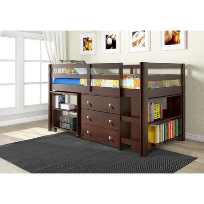 Donco Kids Low Study Loft Desk Twin Bed