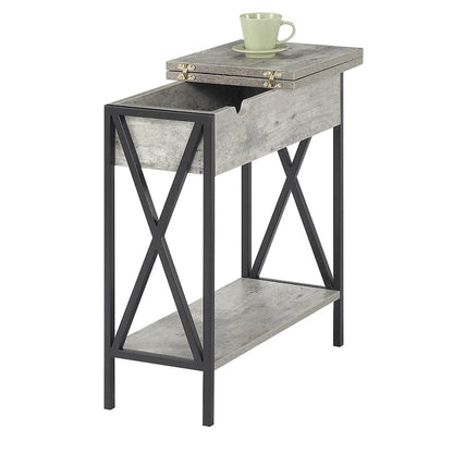 Convenience Concepts Tucson Flip Top End Table with Charging Station and Shelf