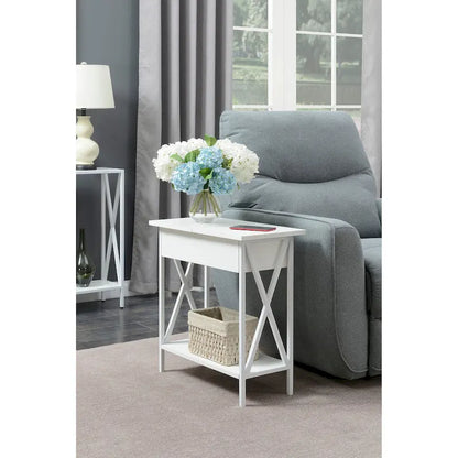 Convenience Concepts Tucson Flip Top End Table with Charging Station and Shelf