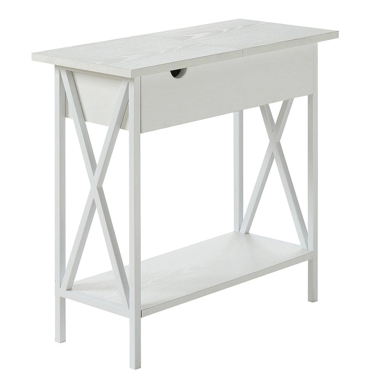 Convenience Concepts Tucson Flip Top End Table with Charging Station and Shelf