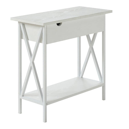 Convenience Concepts Tucson Flip Top End Table with Charging Station and Shelf