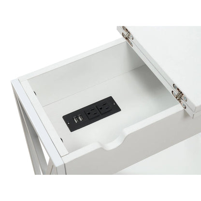 Convenience Concepts Tucson Flip Top End Table with Charging Station and Shelf