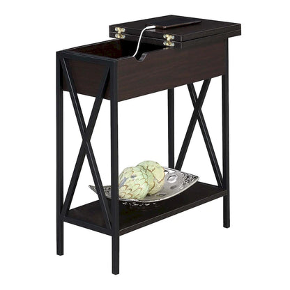 Convenience Concepts Tucson Flip Top End Table with Charging Station and Shelf
