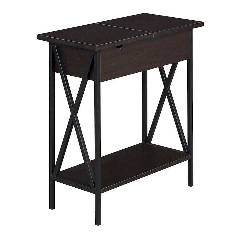 Convenience Concepts Tucson Flip Top End Table with Charging Station and Shelf