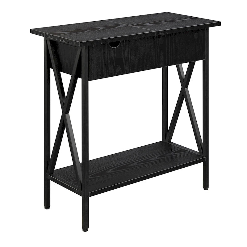 Convenience Concepts Tucson Flip Top End Table with Charging Station and Shelf