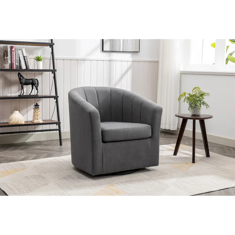 Porthos Home Matilde Swivel Fabric Barrel Accent Chair with Removable Seat Cushion