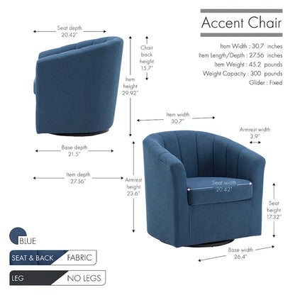 Porthos Home Matilde Swivel Fabric Barrel Accent Chair with Removable Seat Cushion