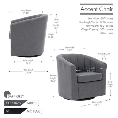 Porthos Home Matilde Swivel Fabric Barrel Accent Chair with Removable Seat Cushion