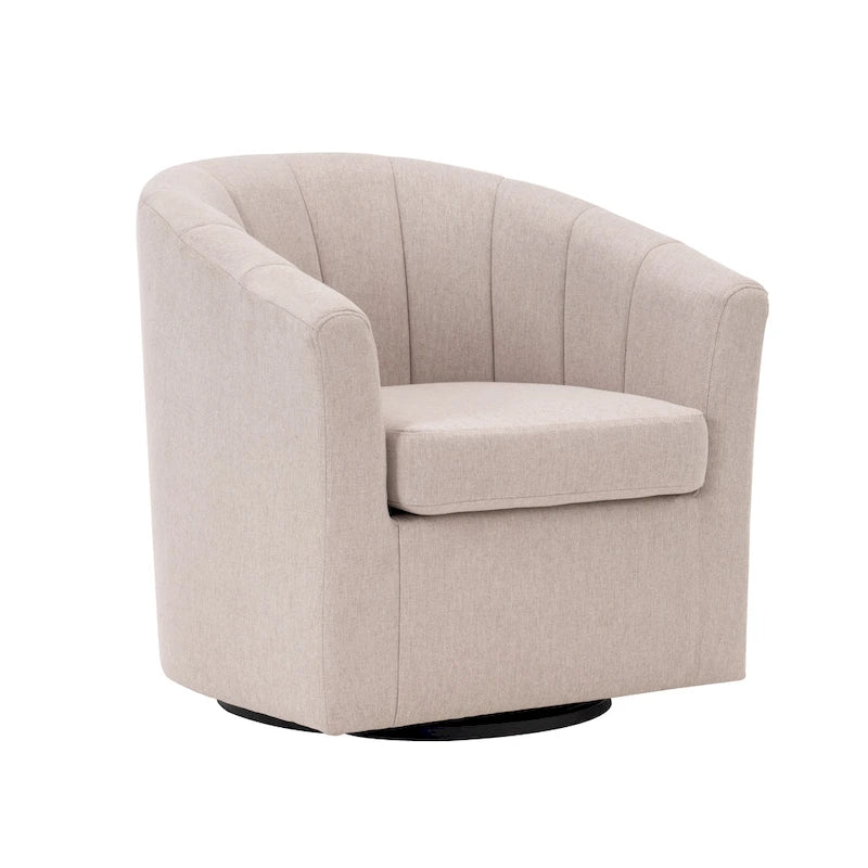 Porthos Home Matilde Swivel Fabric Barrel Accent Chair with Removable Seat Cushion