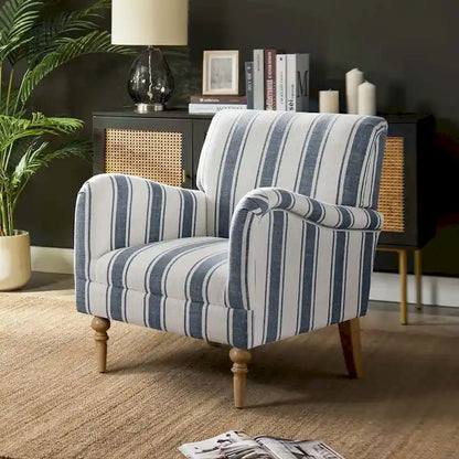 Seip Classic and Contemporary Striped Arm Chair with Spindle Legs by HULALA HOME