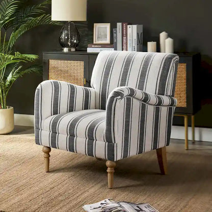 Seip Classic and Contemporary Striped Arm Chair with Spindle Legs by HULALA HOME