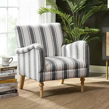 Seip Classic and Contemporary Striped Arm Chair with Spindle Legs by HULALA HOME