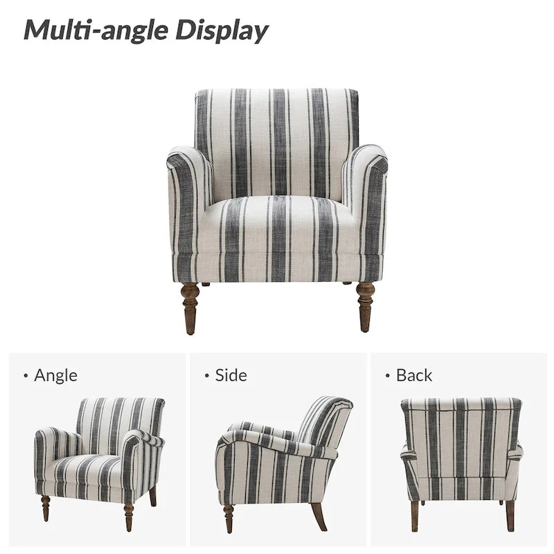 Seip Classic and Contemporary Striped Arm Chair with Spindle Legs by HULALA HOME