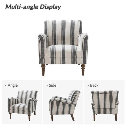 Seip Classic and Contemporary Striped Arm Chair with Spindle Legs by HULALA HOME