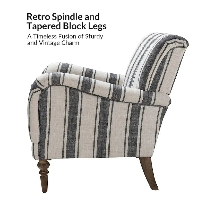 Seip Classic and Contemporary Striped Arm Chair with Spindle Legs by HULALA HOME