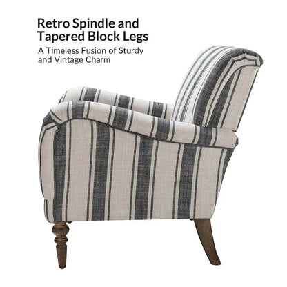 Seip Classic and Contemporary Striped Arm Chair with Spindle Legs by HULALA HOME