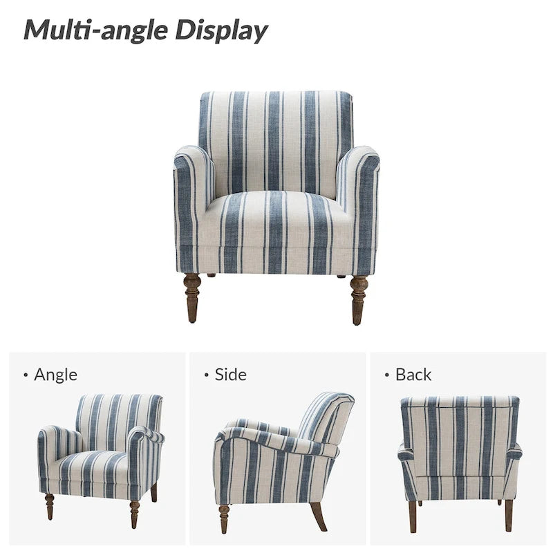 Seip Classic and Contemporary Striped Arm Chair with Spindle Legs by HULALA HOME